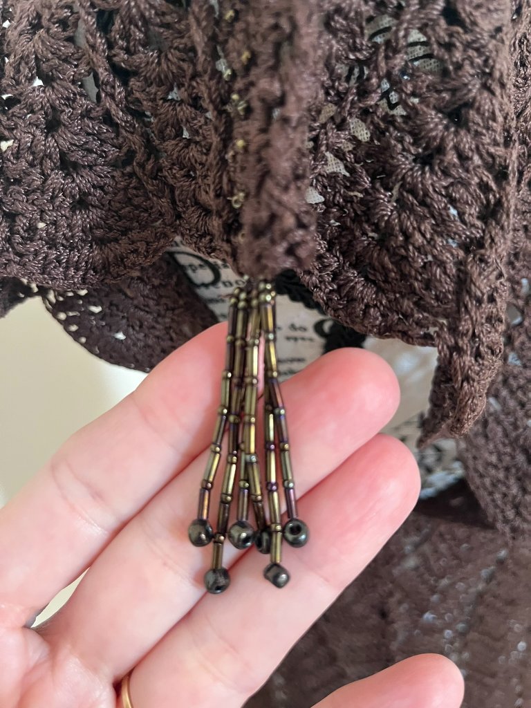 The Limited Brown Crochet V-Neck Top, Size S — image 6 of 8